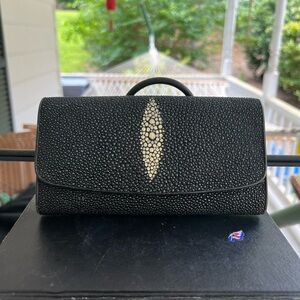 Genuine Stingray Skin Leather Clutch Wallet